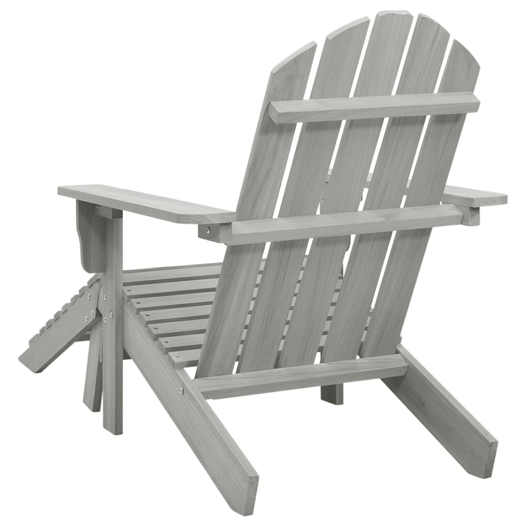 Elegant Grey Wood Garden Chair with Ottoman – Relax in Style