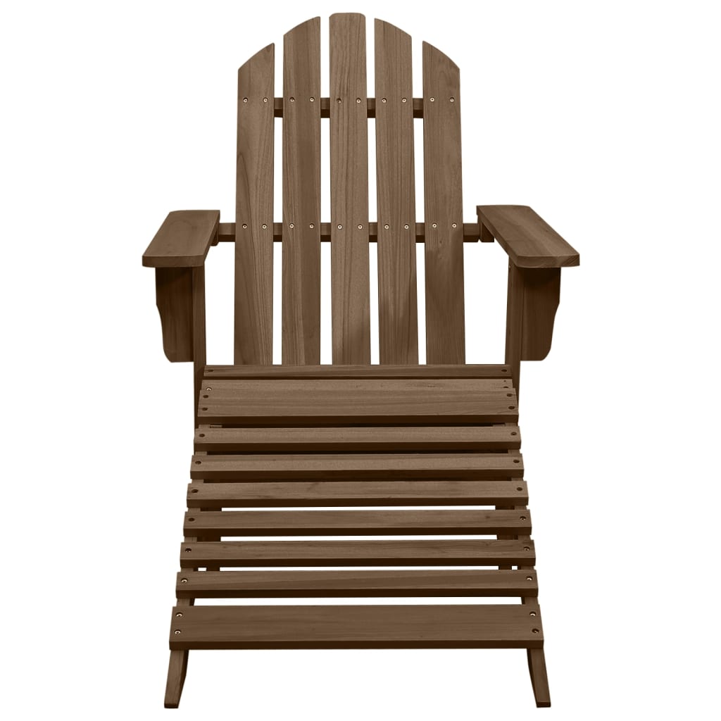 Wooden Garden Chair & Ottoman Set - Elegant Brown Finish