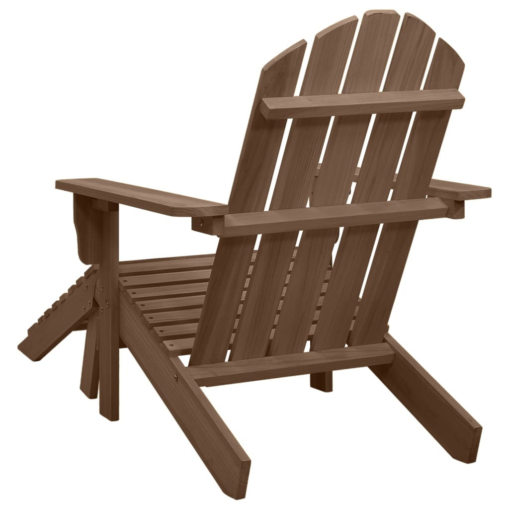 Wooden Garden Chair & Ottoman Set - Elegant Brown Finish