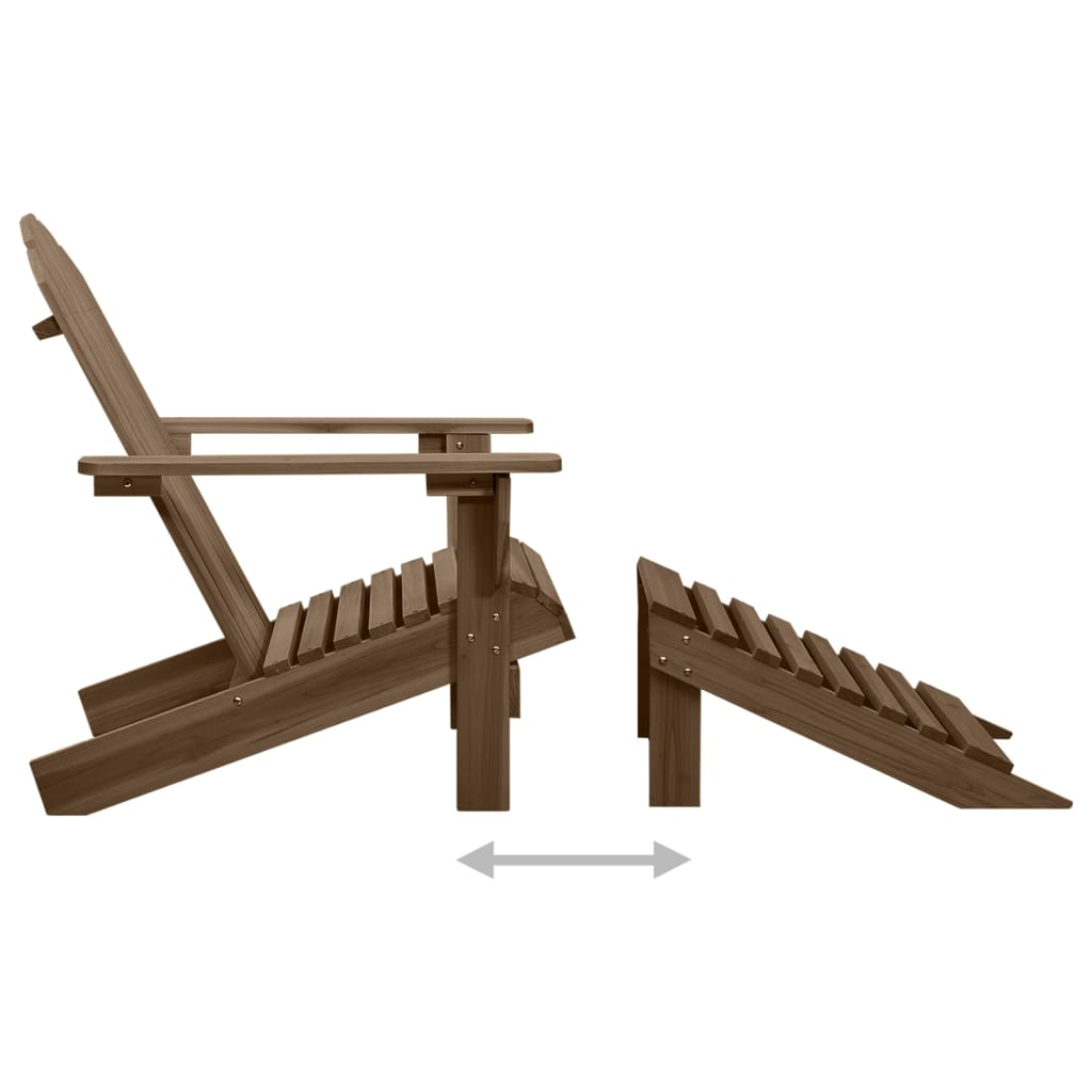 Wooden Garden Chair & Ottoman Set - Elegant Brown Finish
