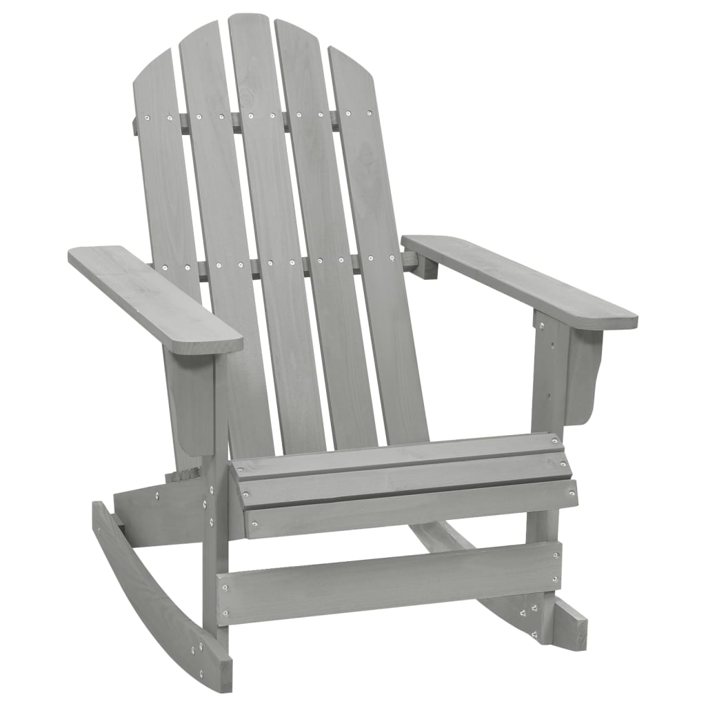 Elegant Grey Wooden Garden Rocking Chair - Stylish Outdoor Seating