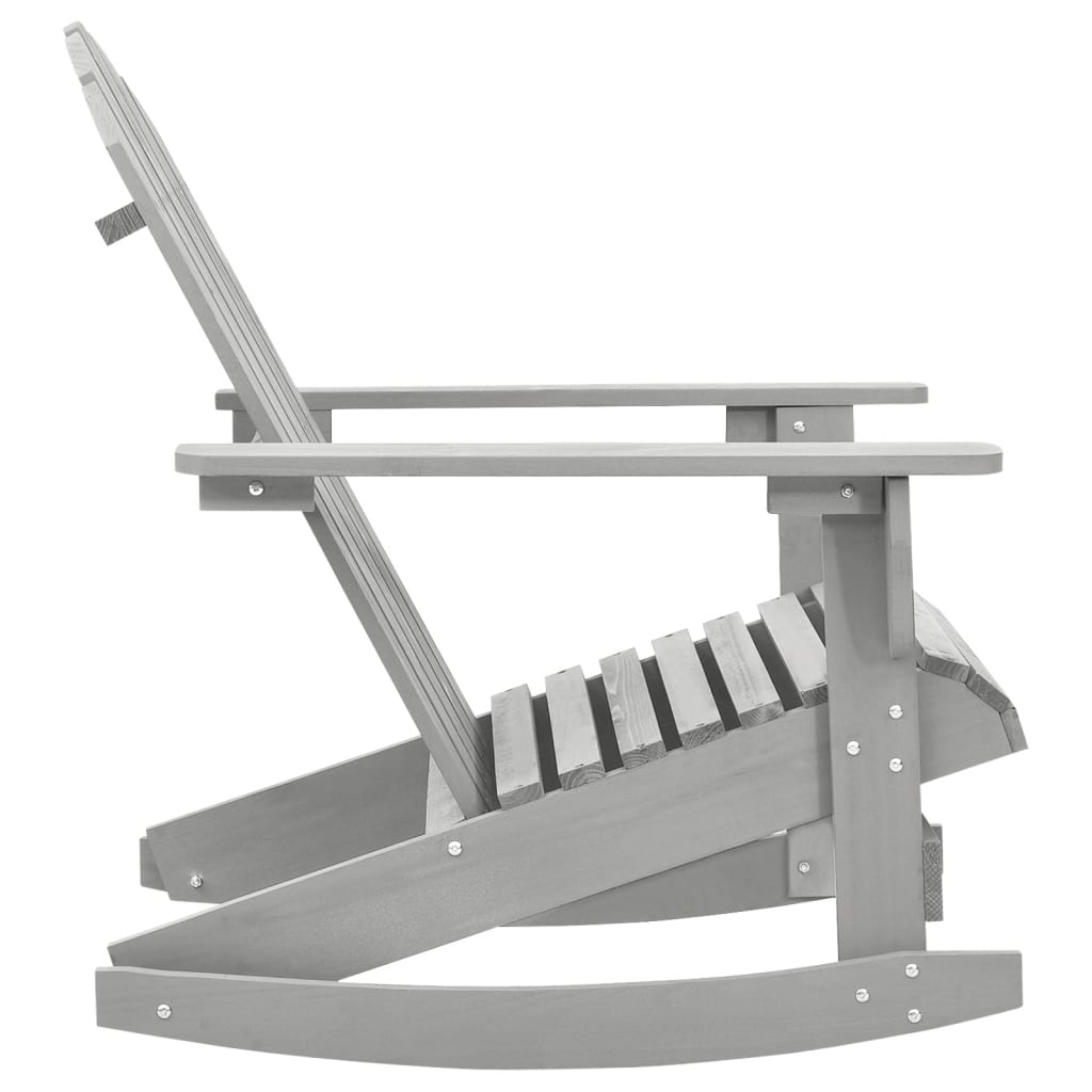 Elegant Grey Wooden Garden Rocking Chair - Stylish Outdoor Seating