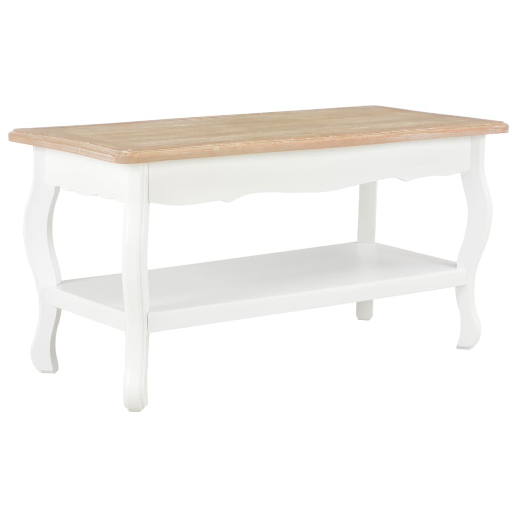 Coffee Table White and Brown 87.5x42x44 cm Solid Pine Wood