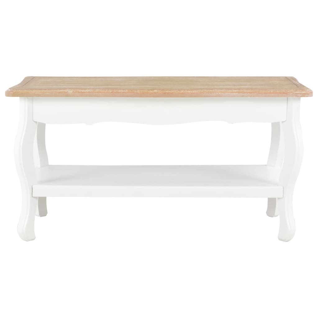 Coffee Table White and Brown 87.5x42x44 cm Solid Pine Wood