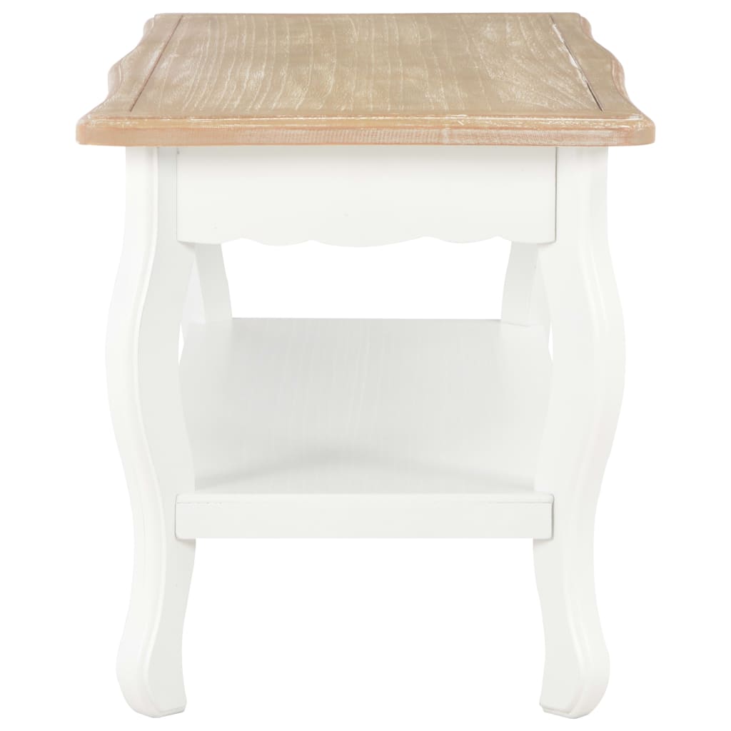 Coffee Table White and Brown 87.5x42x44 cm Solid Pine Wood