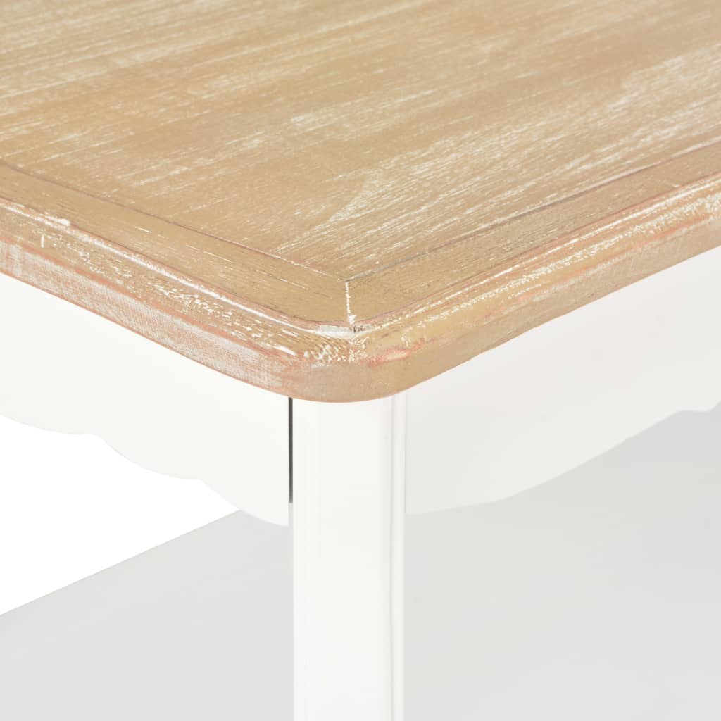 Coffee Table White and Brown 87.5x42x44 cm Solid Pine Wood