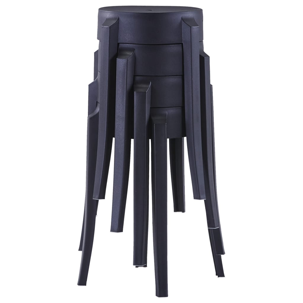 Black Plastic Stackable Stools - Set of 4, Space-Saving Design