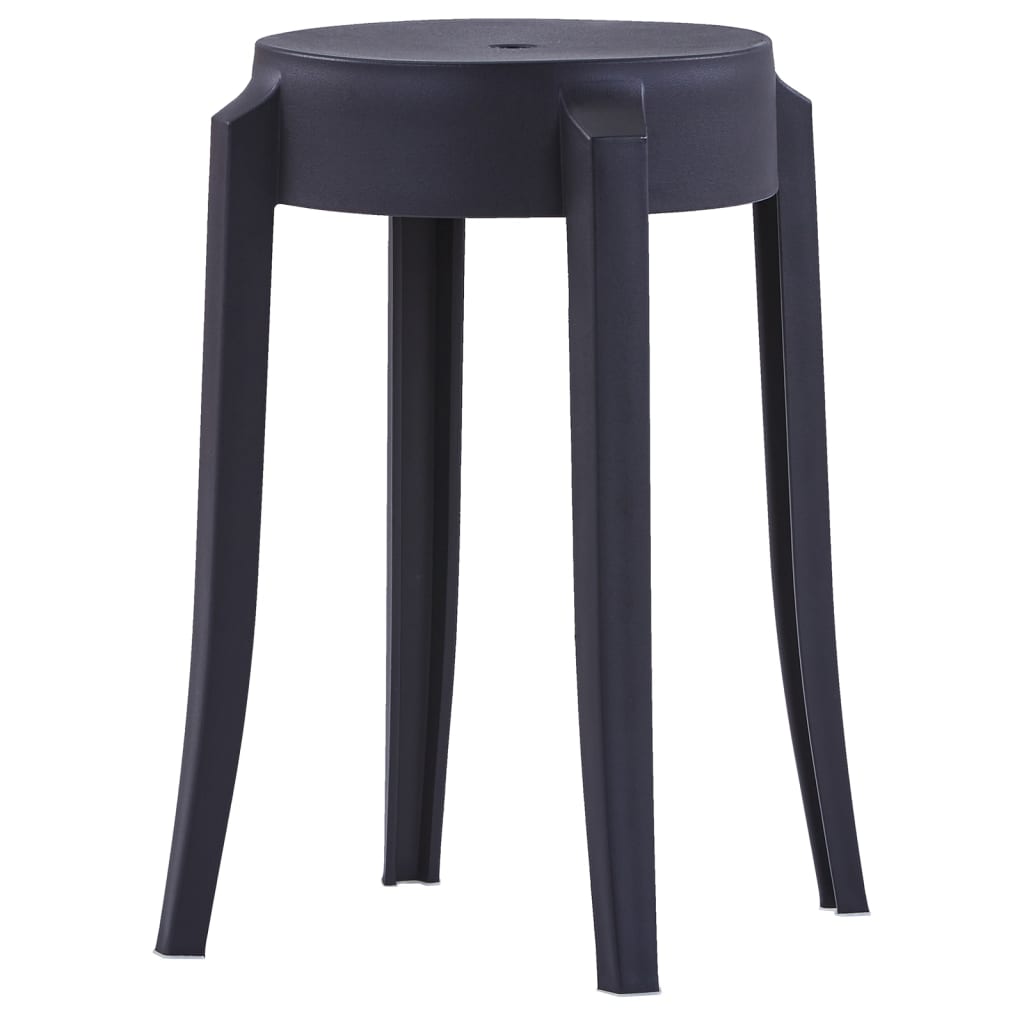 Black Plastic Stackable Stools - Set of 4, Space-Saving Design