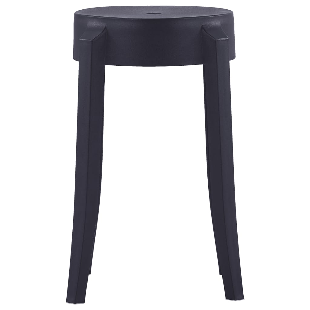 Black Plastic Stackable Stools - Set of 4, Space-Saving Design