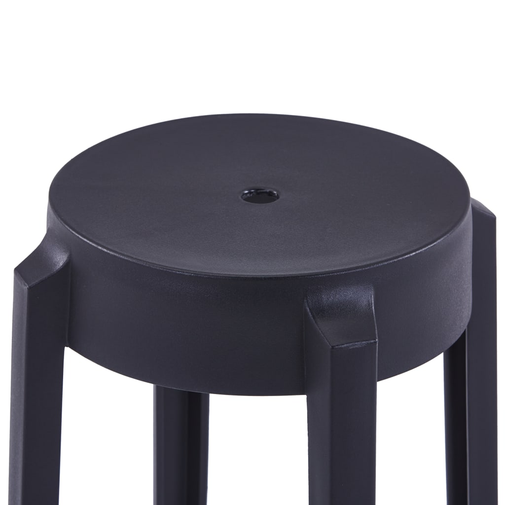 Black Plastic Stackable Stools - Set of 4, Space-Saving Design