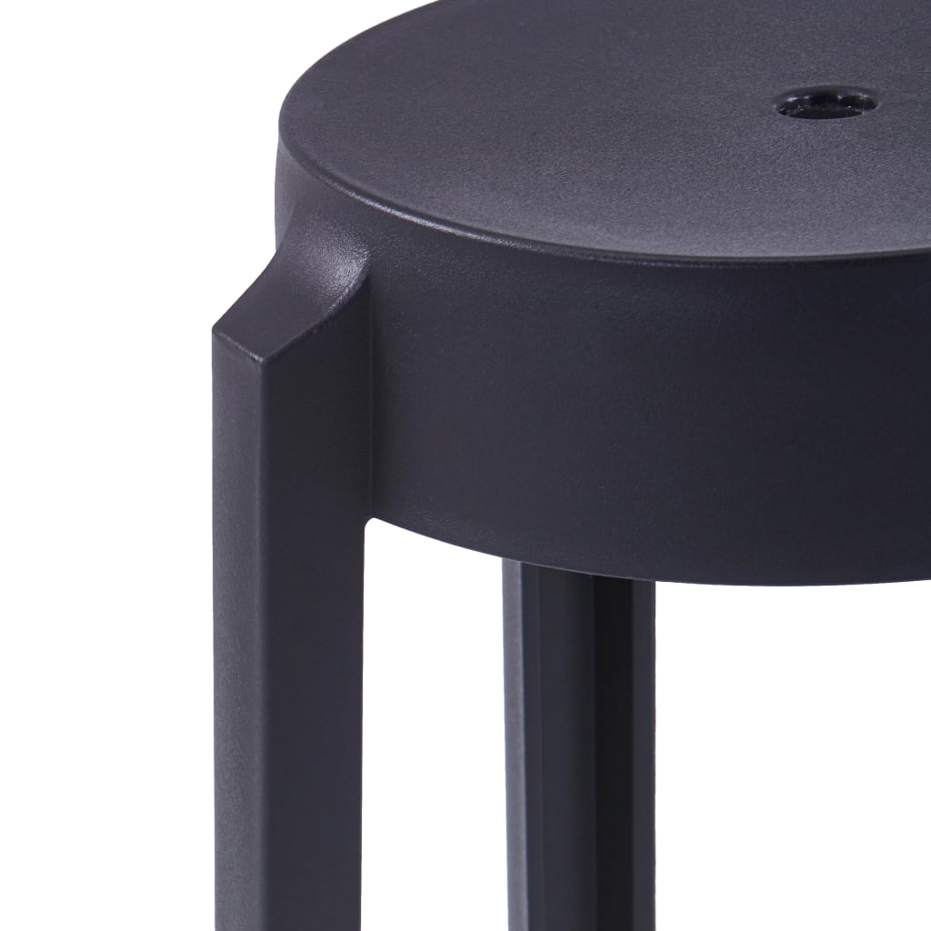Black Plastic Stackable Stools - Set of 4, Space-Saving Design