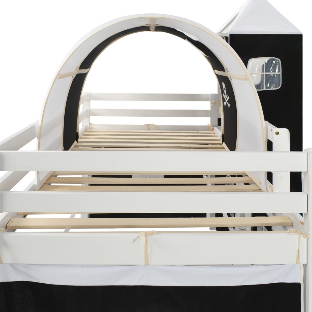 Kids Pinewood Loft Bed with Slide & Ladder - 97x208 cm