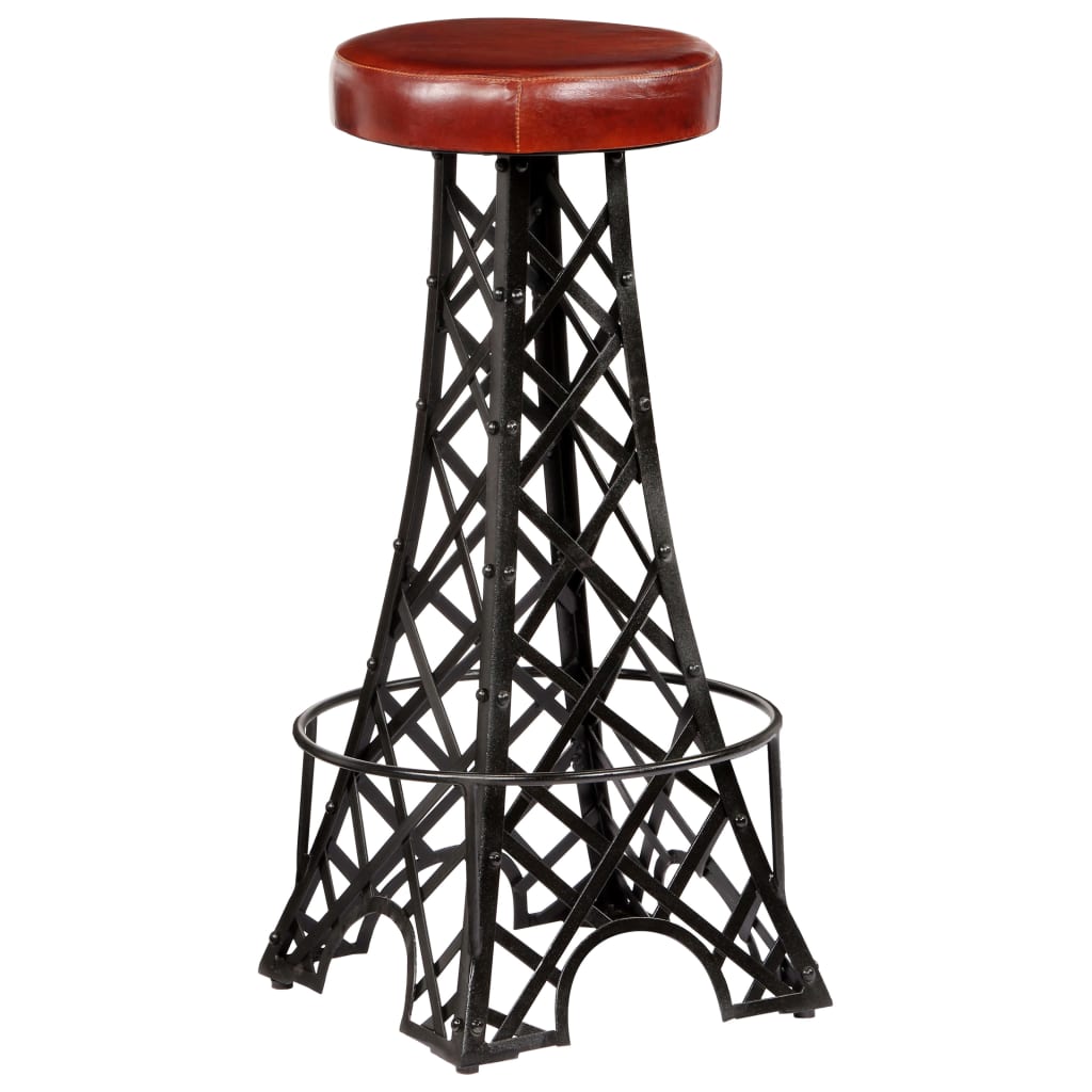 Real Leather Bar Stools, Set of 2 - Elegant & Durable Seating