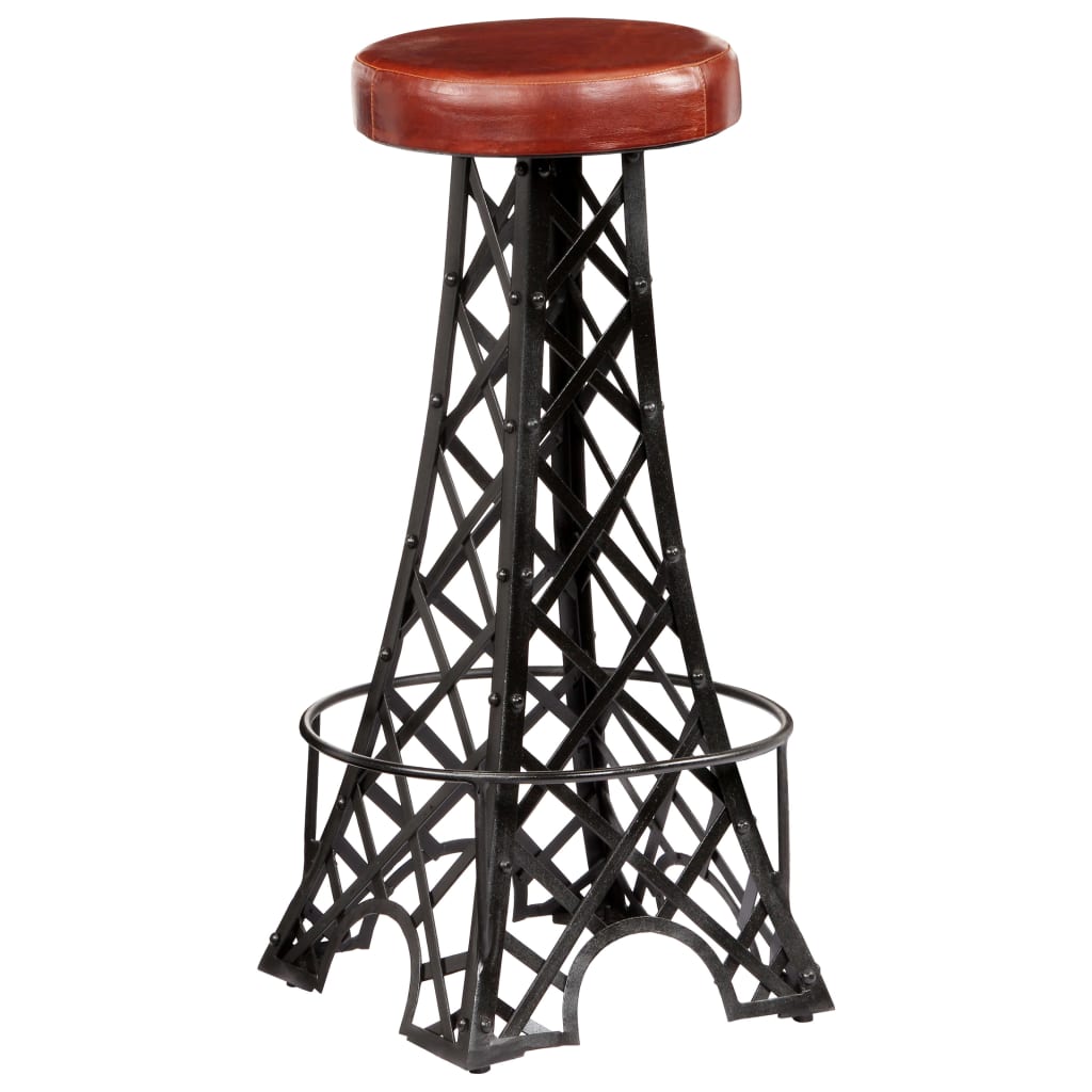 Real Leather Bar Stools, Set of 2 - Elegant & Durable Seating
