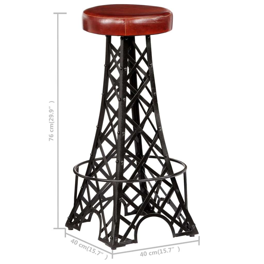 Real Leather Bar Stools, Set of 2 - Elegant & Durable Seating