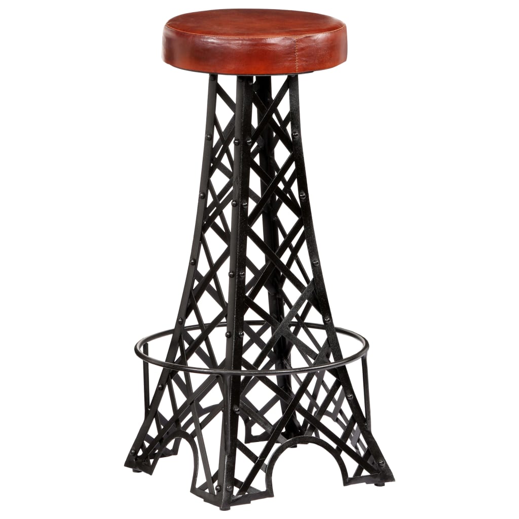 Real Leather Bar Stools, Set of 2 - Elegant & Durable Seating