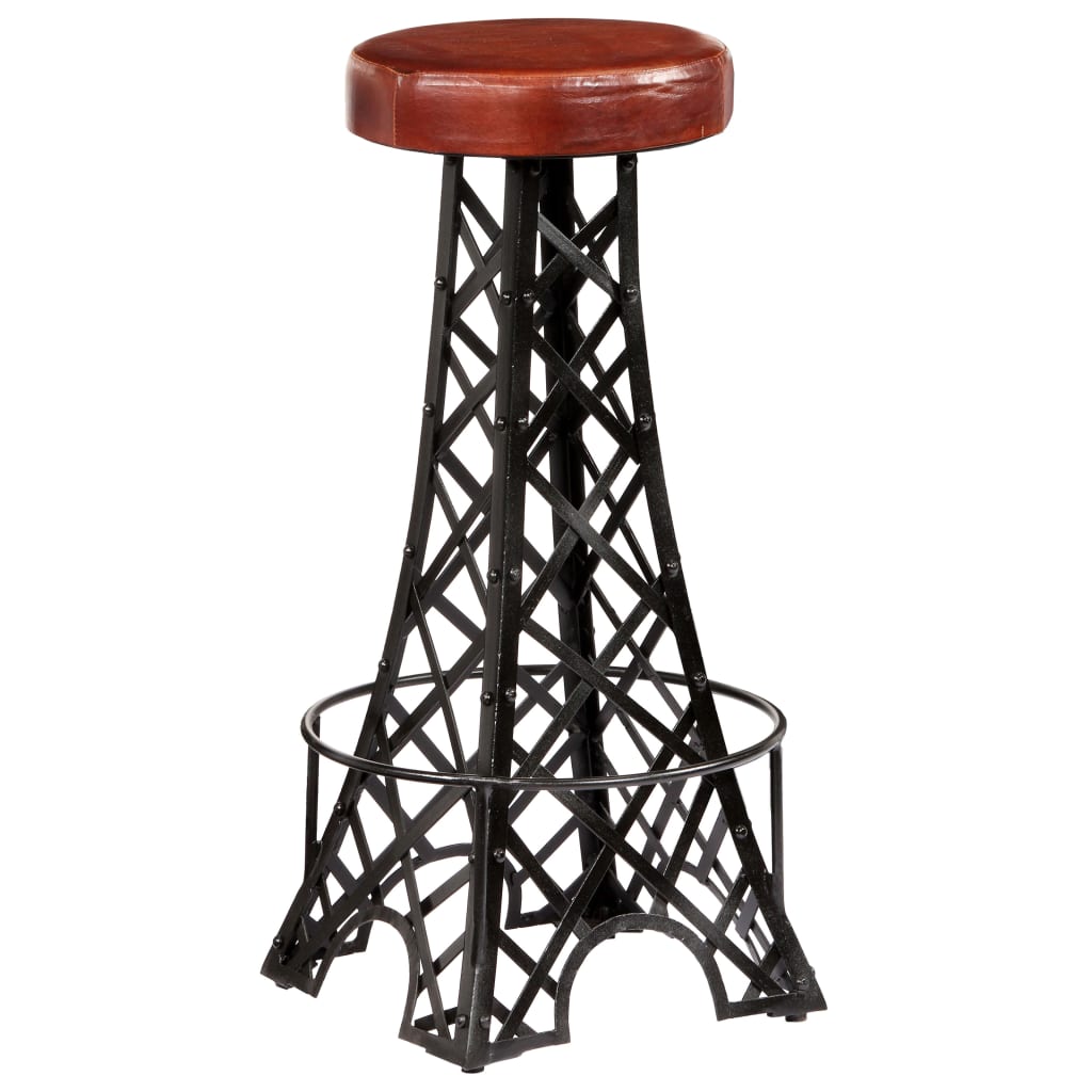 Real Leather Bar Stools, Set of 2 - Elegant & Durable Seating