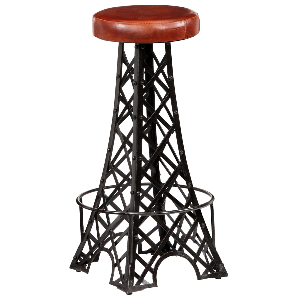 Real Leather Bar Stools, Set of 2 - Elegant & Durable Seating