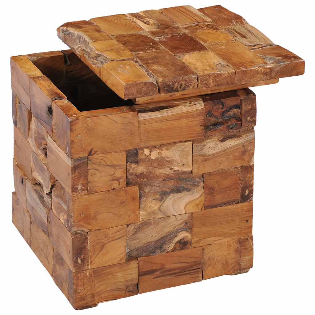 Solid Teak Wood Storage Stool - Durable and Stylish Seating Solution