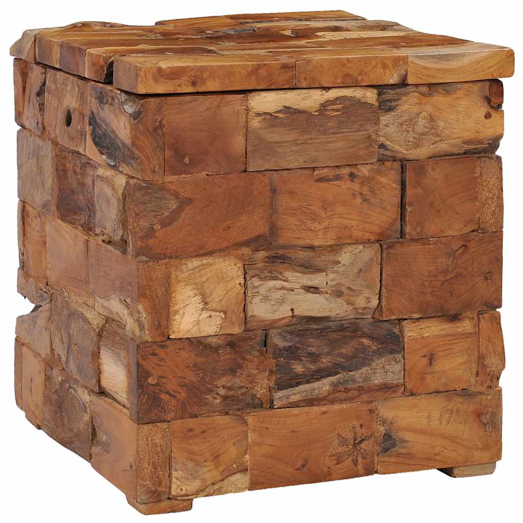 Solid Teak Wood Storage Stool - Durable and Stylish Seating Solution