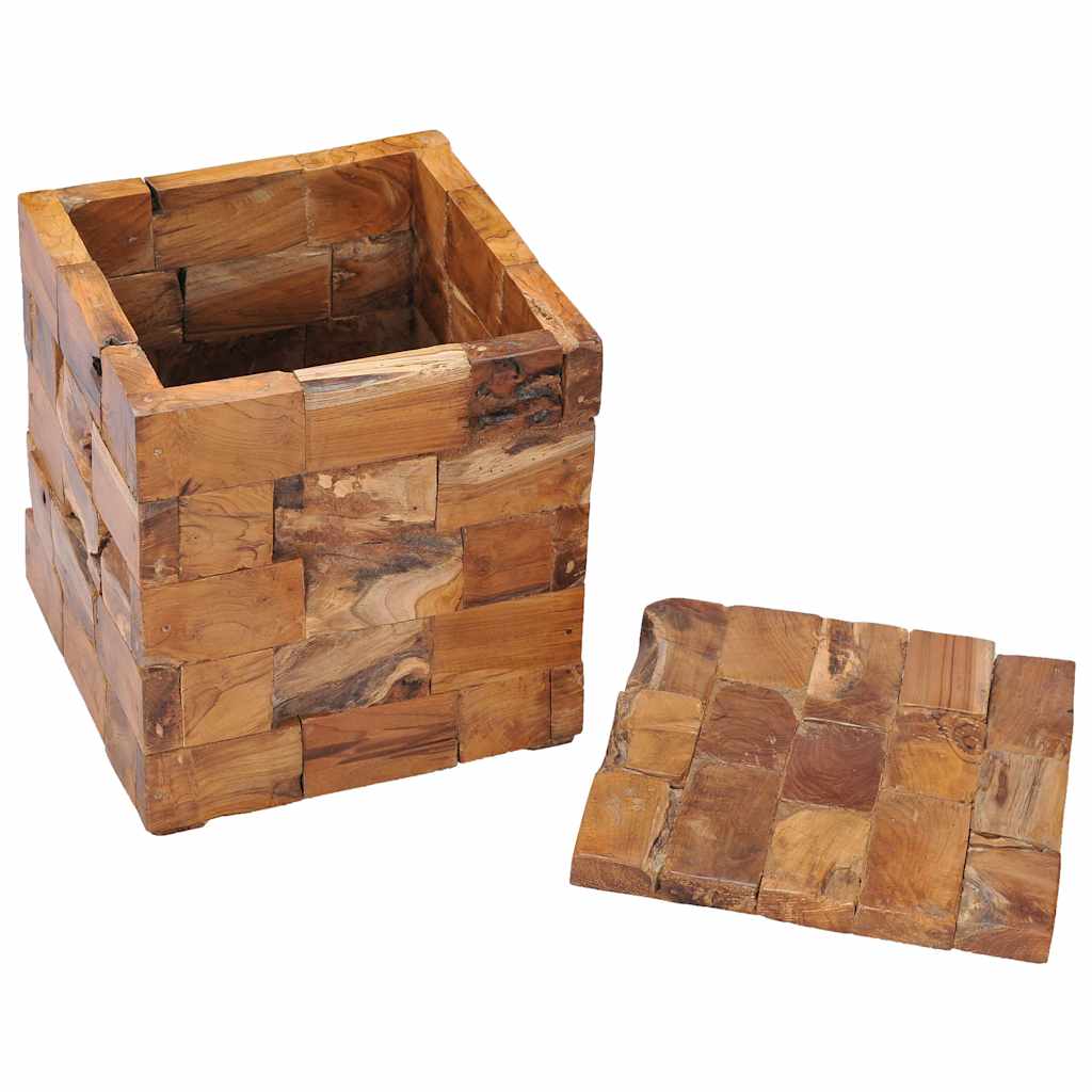 Solid Teak Wood Storage Stool - Durable and Stylish Seating Solution
