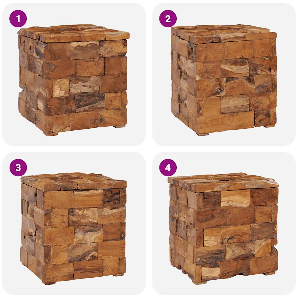 Solid Teak Wood Storage Stool - Durable and Stylish Seating Solution