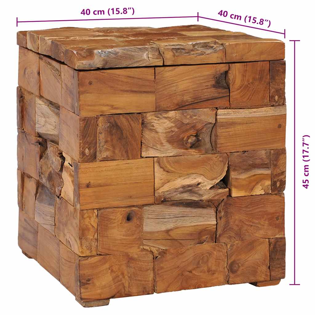 Solid Teak Wood Storage Stool - Durable and Stylish Seating Solution