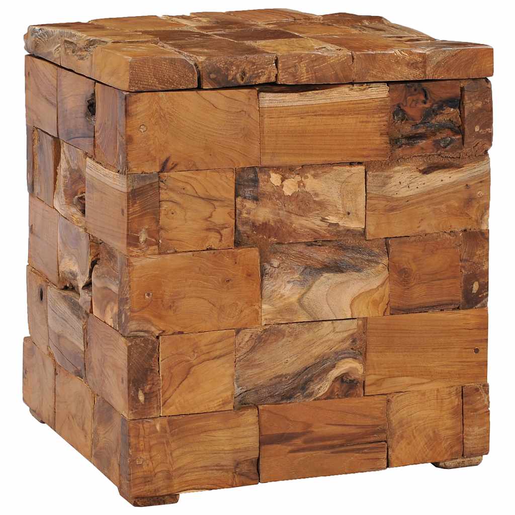 Solid Teak Wood Storage Stool - Durable and Stylish Seating Solution
