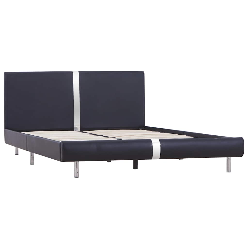 Black Faux Leather Double Bed Frame 135x190 cm Without Mattress
