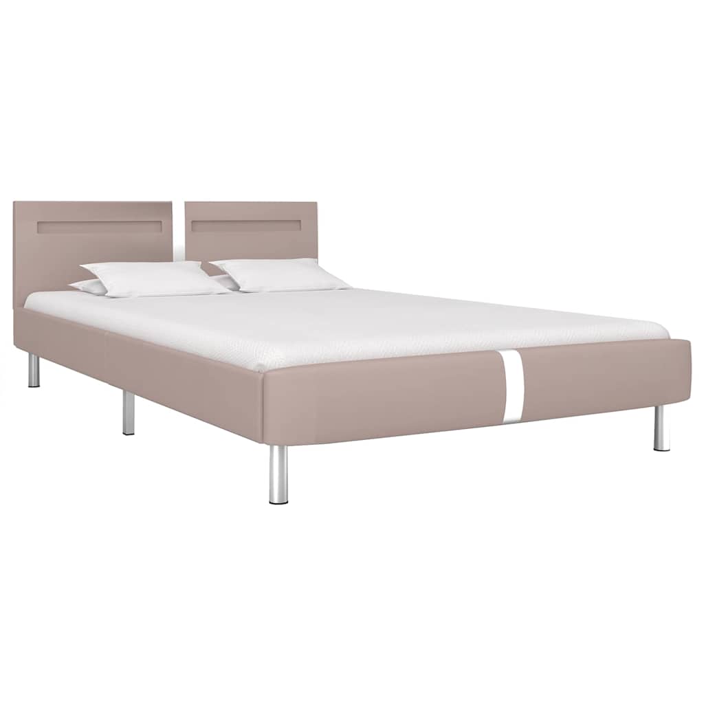 Cappuccino Double Bed Frame 135x190 cm with LED Lights