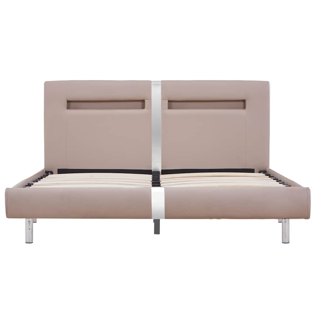 Cappuccino Double Bed Frame 135x190 cm with LED Lights