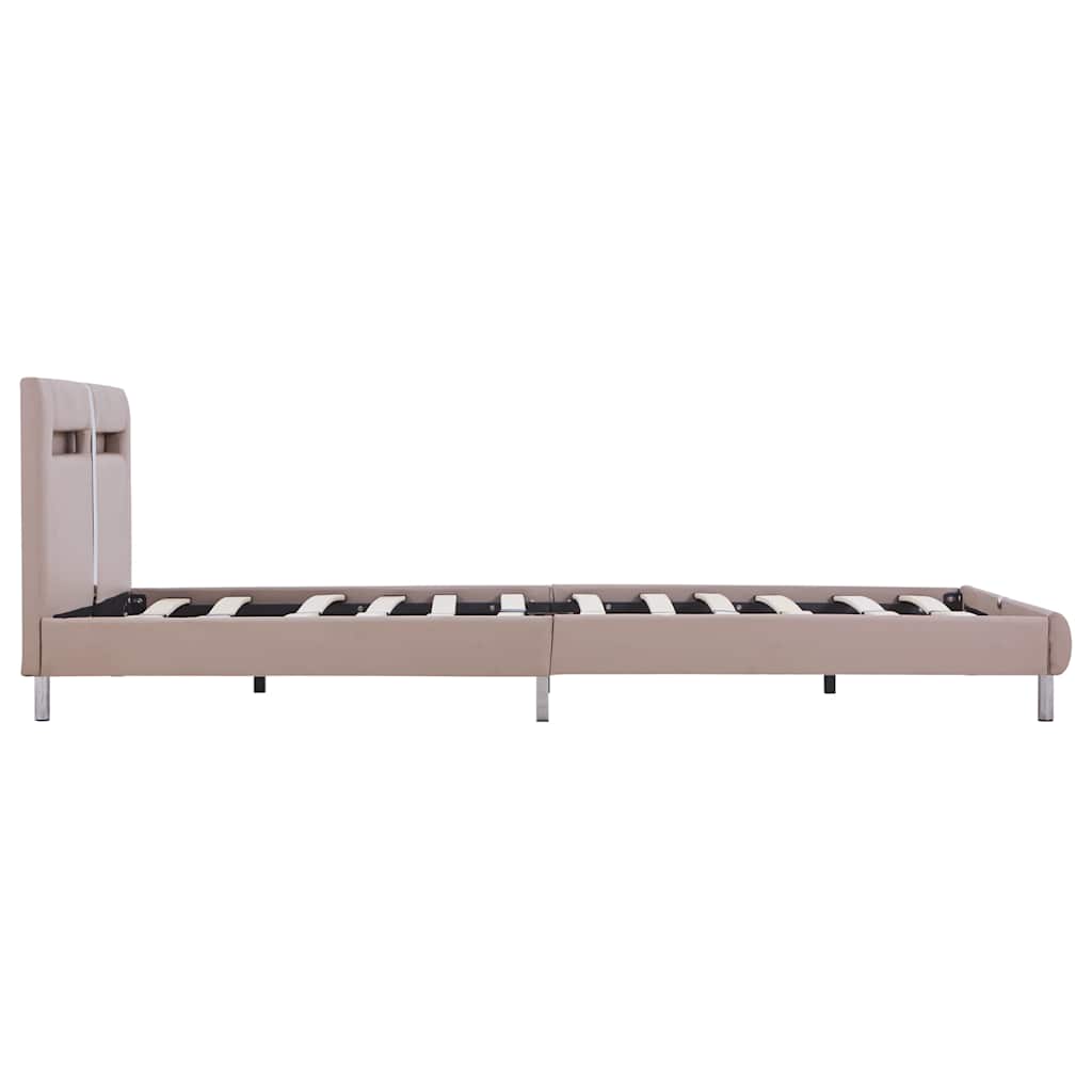Cappuccino Double Bed Frame 135x190 cm with LED Lights
