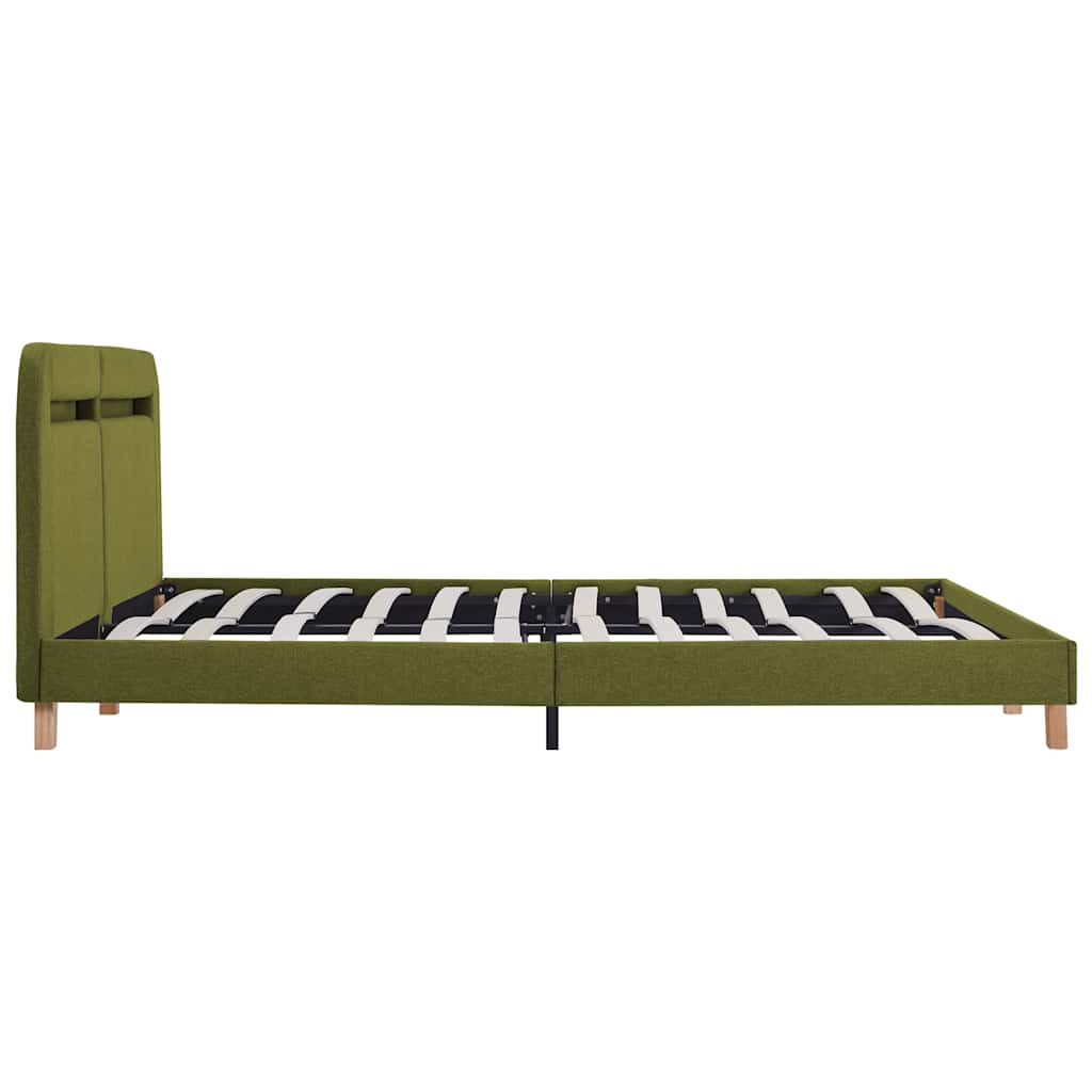 King Size Green Fabric LED Bed Frame 150x200 cm - No Mattress