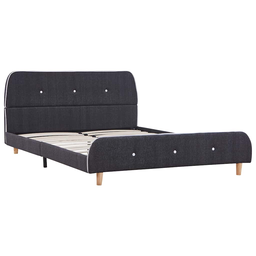 Elegant Dark Grey Fabric Double Bed Frame 135x190 cm