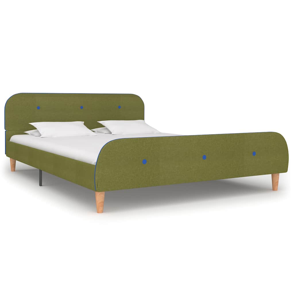 Green Fabric Double Bed Frame 135x190 cm - No Mattress Included