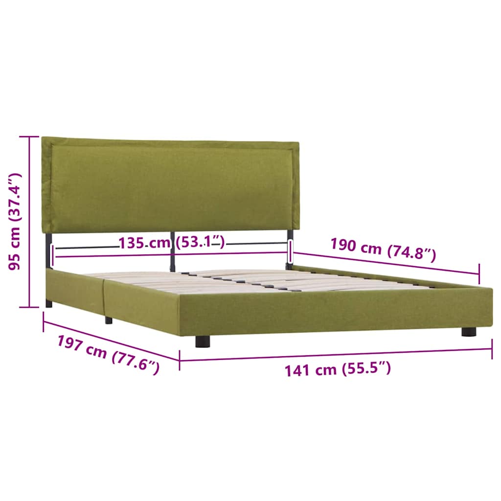 Green Fabric Bed Frame 135x190 cm Double - No Mattress