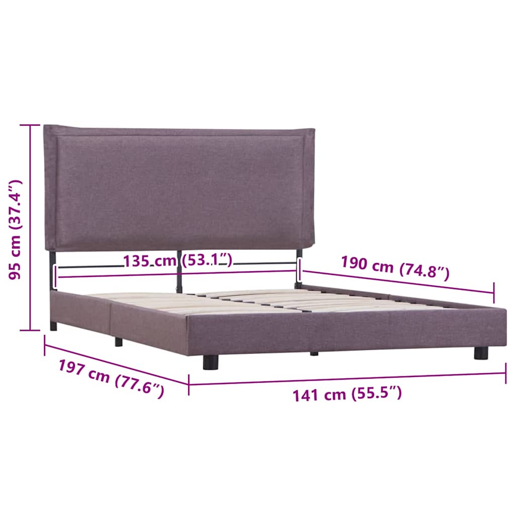 Taupe Fabric Double Bed Frame 135x190 cm - No Mattress Included