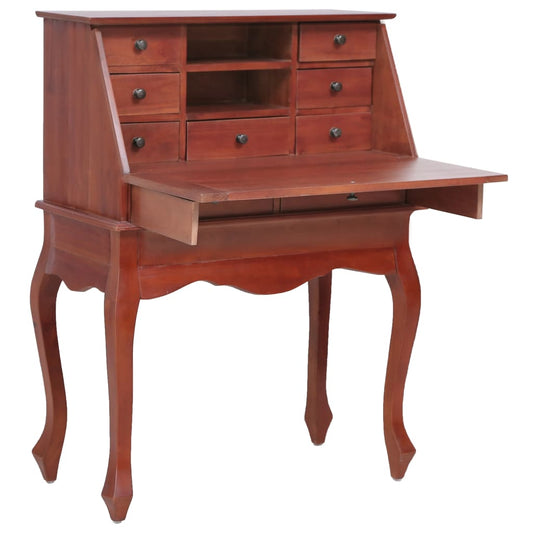 Solid Mahogany Brown Secretary Desk - 78x42x103 cm