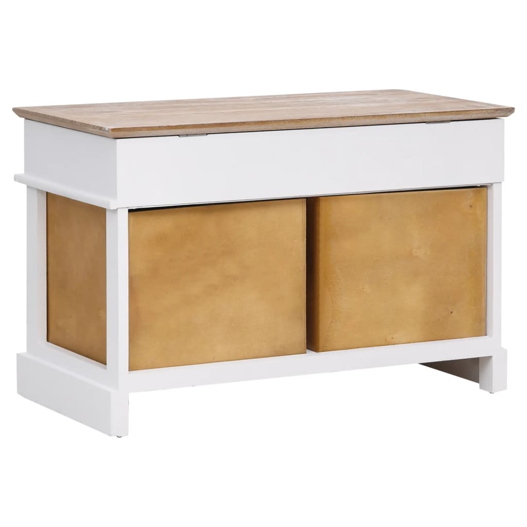 Compact Paulownia Wood Hall Bench, 70x35x45 cm - Natural Finish