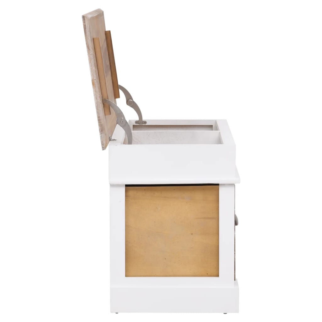 Compact Paulownia Wood Hall Bench, 70x35x45 cm - Natural Finish
