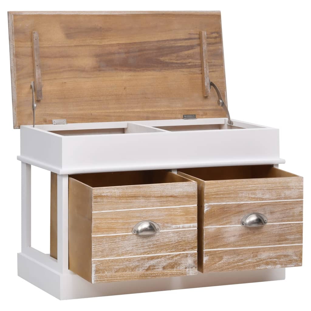 Compact Paulownia Wood Hall Bench, 70x35x45 cm - Natural Finish