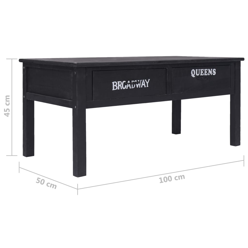 Coffee Table Black 100x50x45 cm Wood