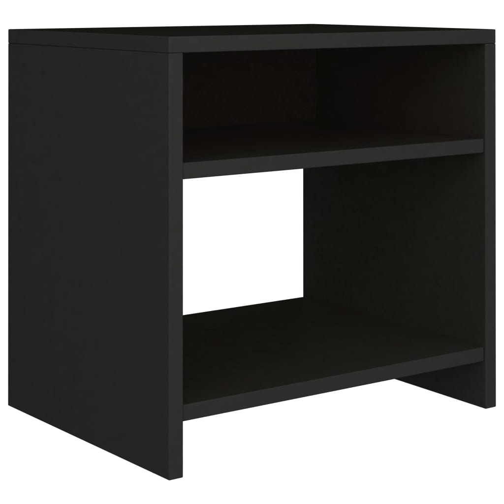 2 Black Engineered Wood Bedside Cabinets 40x30x40 cm