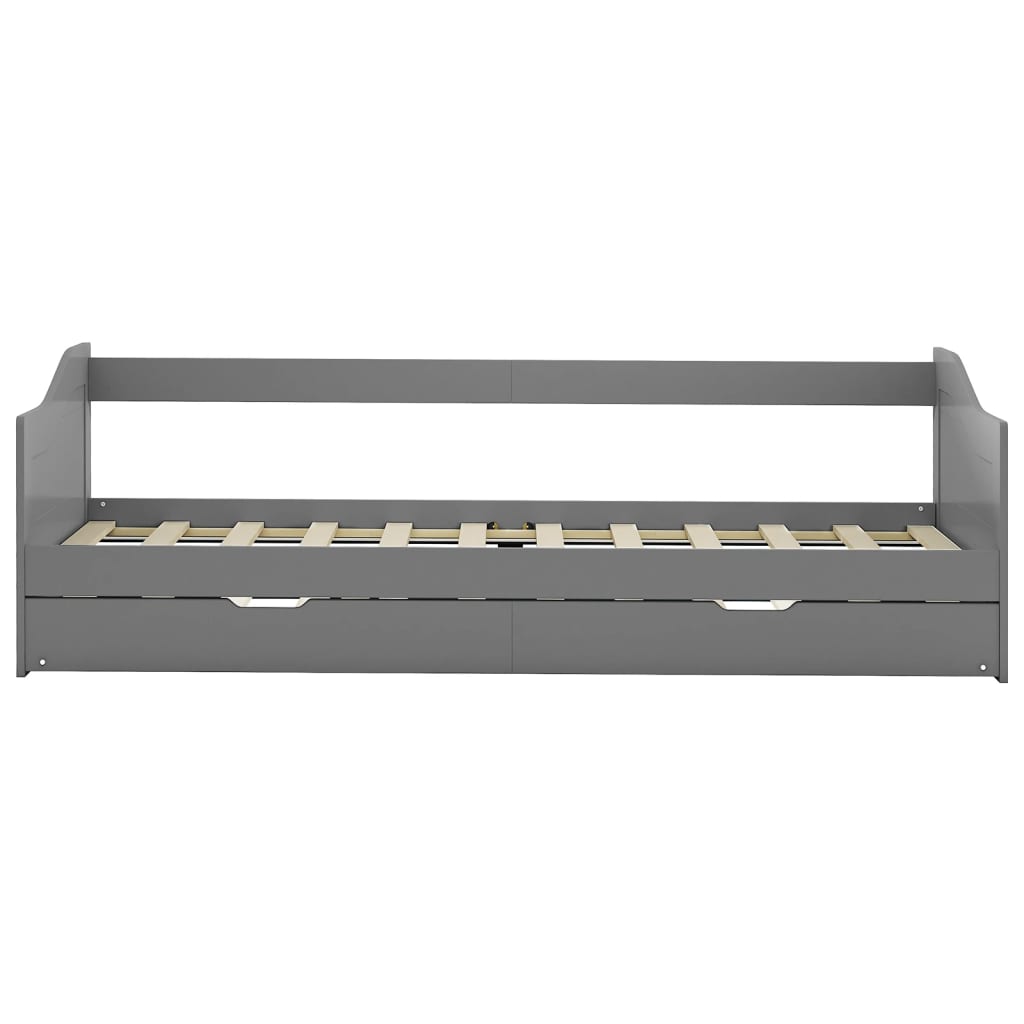 Grey Metal Pull-Out Sofa Bed Frame 90x200 cm - No Mattress