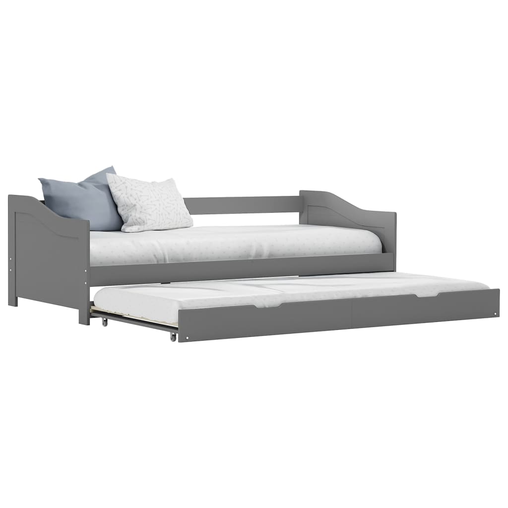 Grey Metal Pull-Out Sofa Bed Frame 90x200 cm - No Mattress