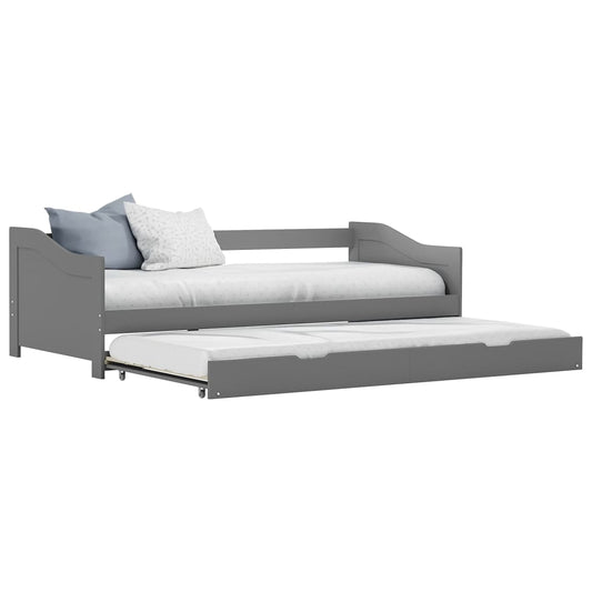 Grey Metal Pull-Out Sofa Bed Frame 90x200 cm - No Mattress