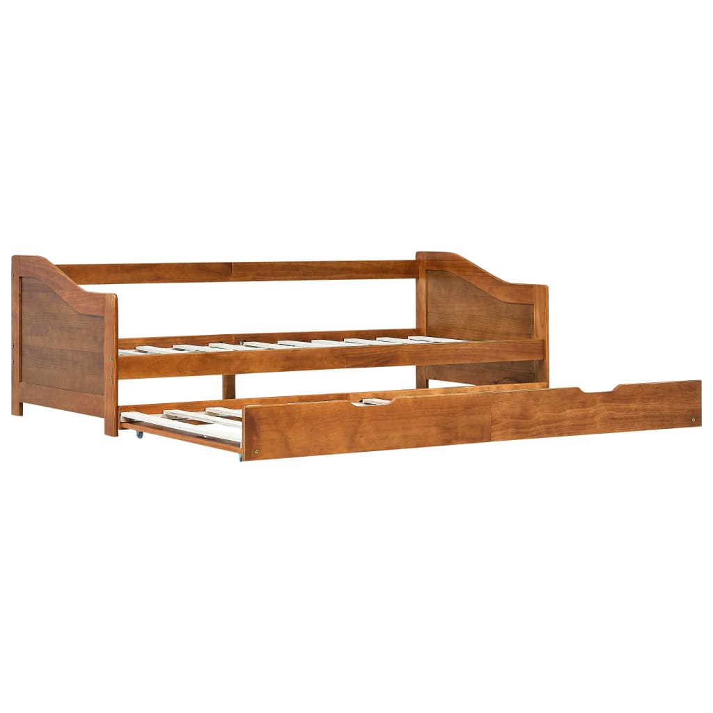 Honey Brown Pull-Out Sofa Bed Frame, 90x200 cm, Wood Finish