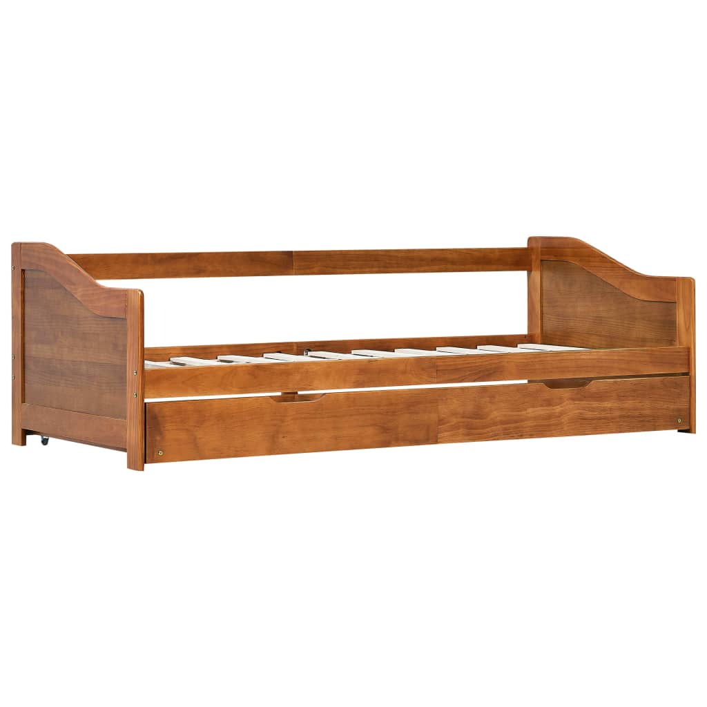 Honey Brown Pull-Out Sofa Bed Frame, 90x200 cm, Wood Finish
