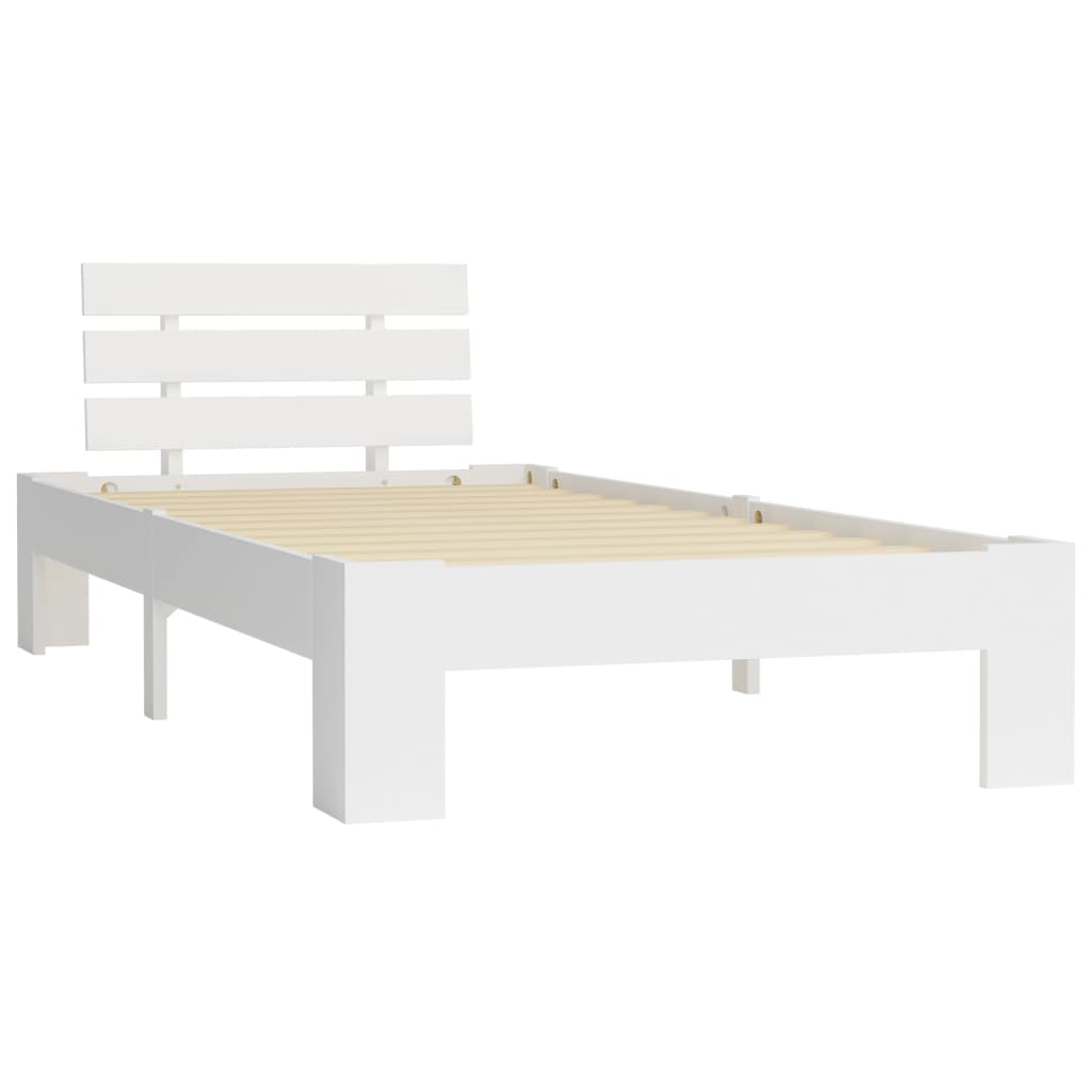 Solid Pine Wood White Bed Frame 90x200 cm - Mattress Excluded