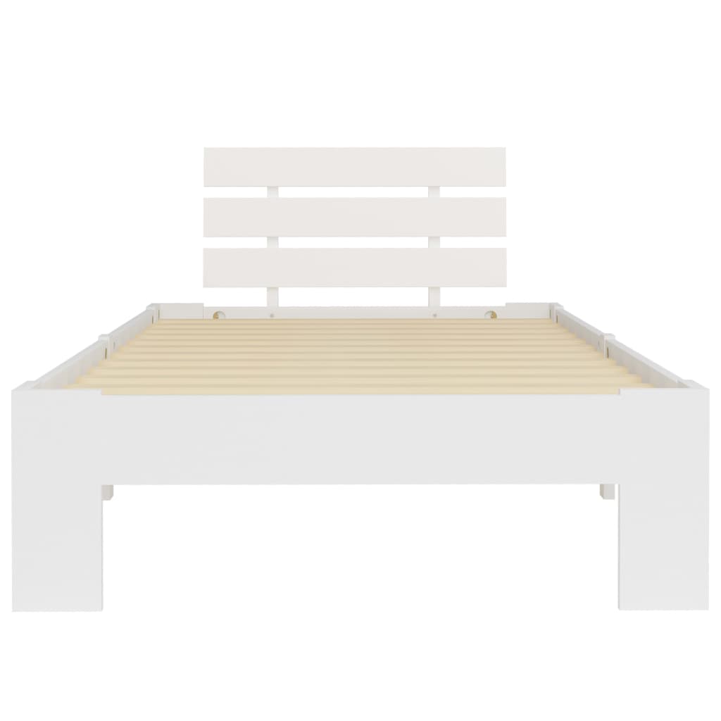 Solid Pine Wood White Bed Frame 90x200 cm - Mattress Excluded